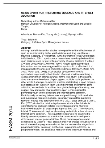 EASM 2014  interviewed a total of 37 program participants. Lee (2011) interviewed a  total of 20
