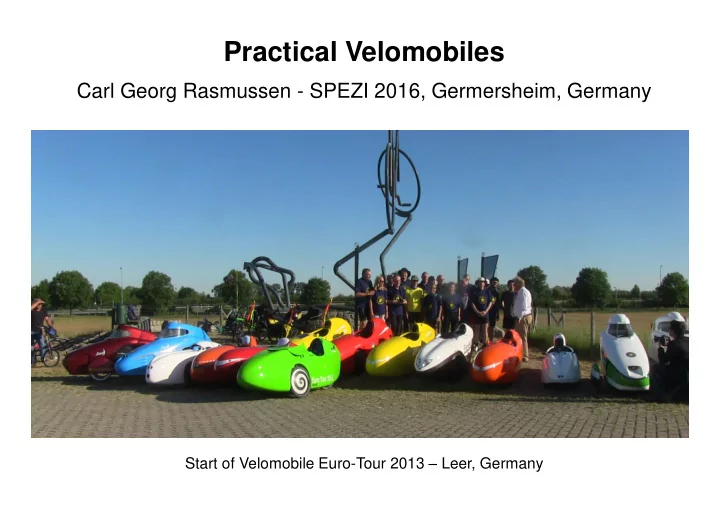 practical velomobiles