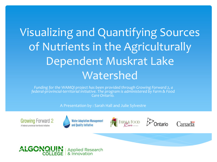 visualizing and quantifying sources of nutrients in the