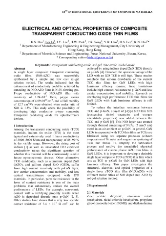 ELECTRICAL AND OPTICAL PROPERTIES OF COMPOSITE  TRANSPARENT CONDUCTING OXIDE THIN FILMS K.S. Hui 1