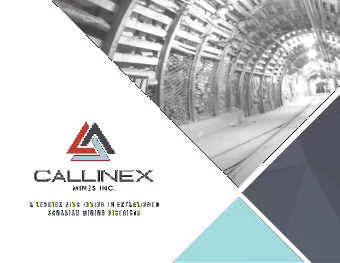 A  L e a d i n g  Z i n c  J u n i o r  i n  E s t a b l i s h e d  C a n a d i a n  M i n i n g  D