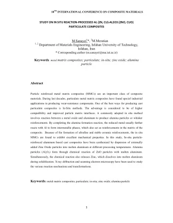 M.Sanayei 1 *, 2 M.Meratian 1, 2 Department of Materials Engineering, Isfahan University of