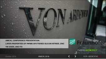 AIMCAL CONFERENCE PRESENTATION:  LAYER PROPERTIES OF HIPIMS SPUTTERED SILICON NITRIDE, ZINC  TIN