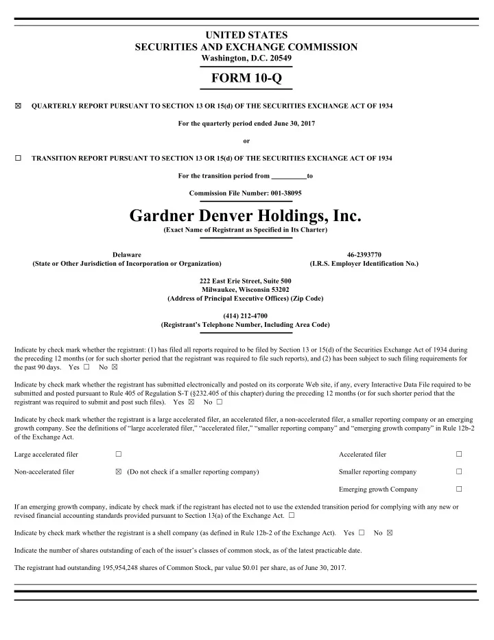 gardner denver holdings inc