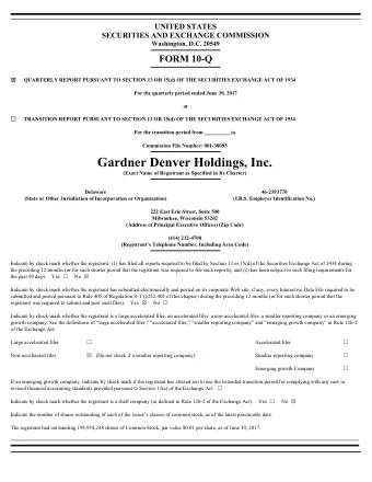 Gardner Denver Holdings, Inc.  (Exact Name of Registrant as Specified in Its Charter)  Delaware