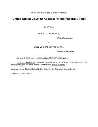United States Court of Appeals for the Federal Circuit  2007-1396  DONALD C. HUTCHINS,