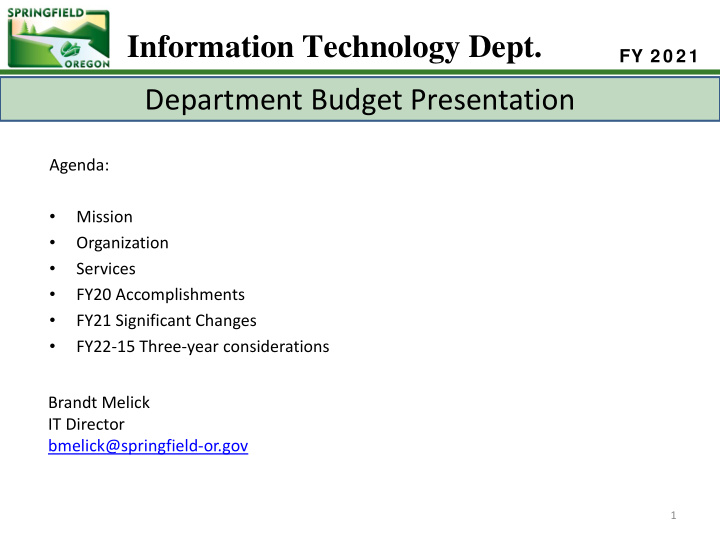 information technology dept