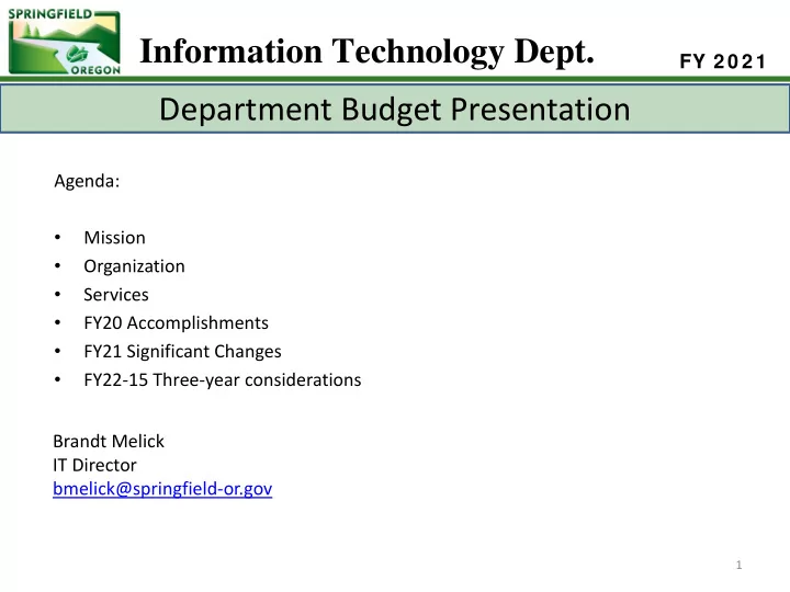 information technology dept