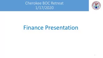 Finance Presentation  1  Cherokee BOC Retreat  Finance Agenda 1/17/2020  Strategic Plan LTFP