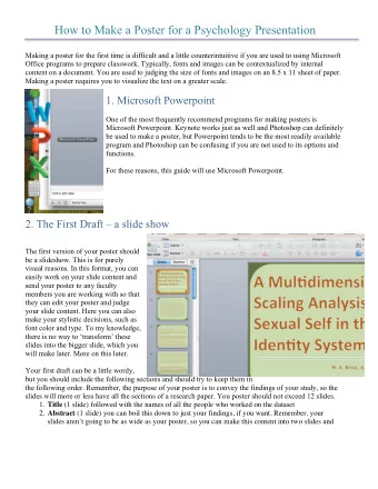 How to Make a Poster for a Psychology Presentation  Making a poster for the first time is difficult