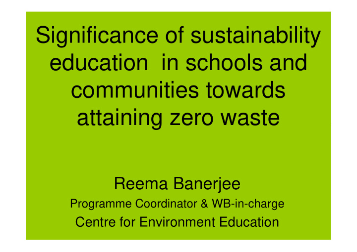 significance of sustainability education in schools and