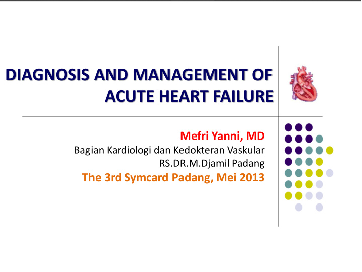 diagnosis and management of acute heart failure