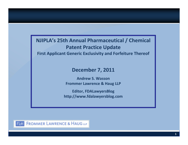 njipla s 25th annual pharmaceutical chemical patent