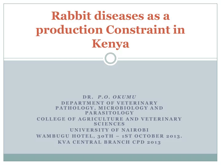 rabbit diseases as a