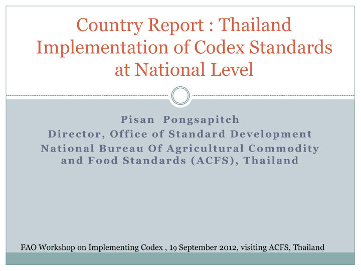 implementation of codex standards