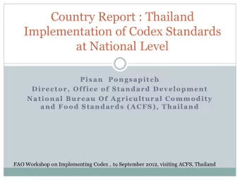 Implementation of Codex Standards  at National Level  Pisan  Pongsapitch  Director, Office of