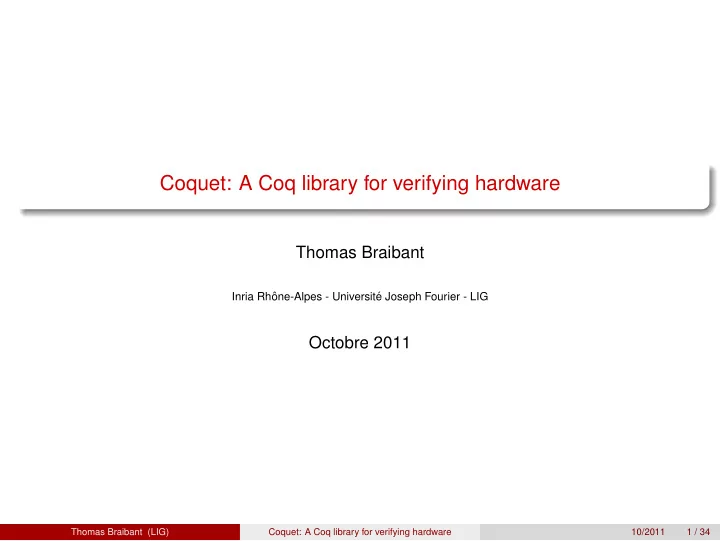coquet a coq library for verifying hardware