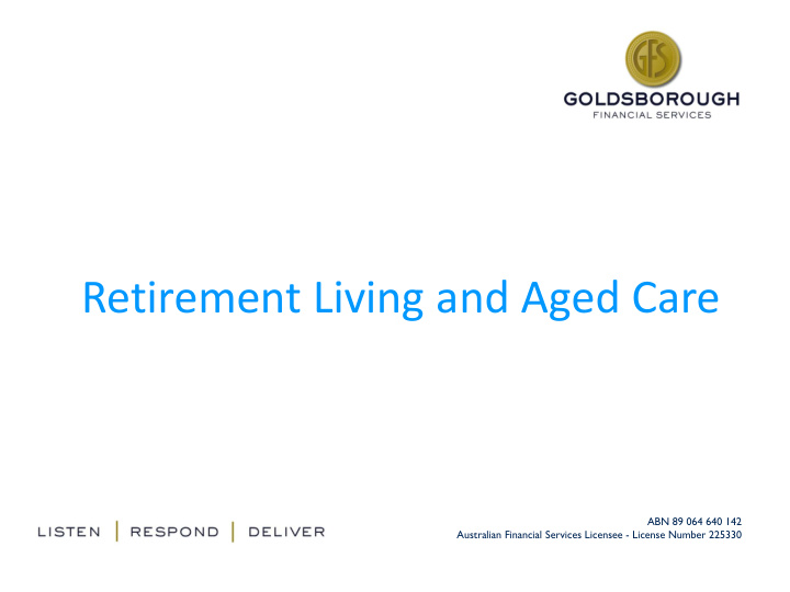 retirement living and aged care