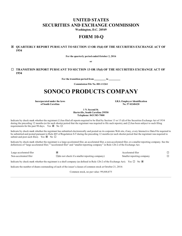 sonoco products company