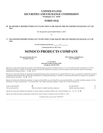 SONOCO PRODUCTS COMPANY  Incorporated under the laws  I.R.S. Employer Identification  of South