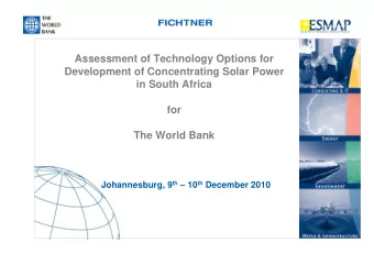 Assessment of Technology Options for  Development of Concentrating Solar Power  in South Africa