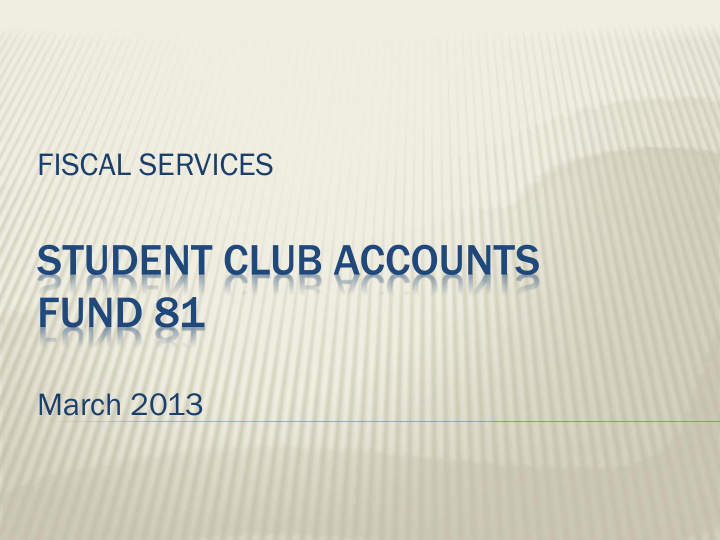 student club accounts fund 81