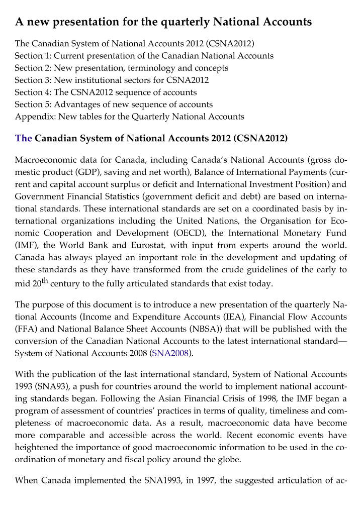 a new presentation for the quarterly national accounts