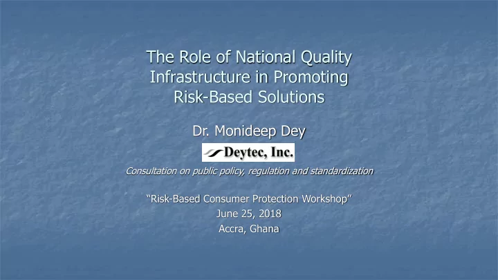 the role of national quality infrastructure in promoting
