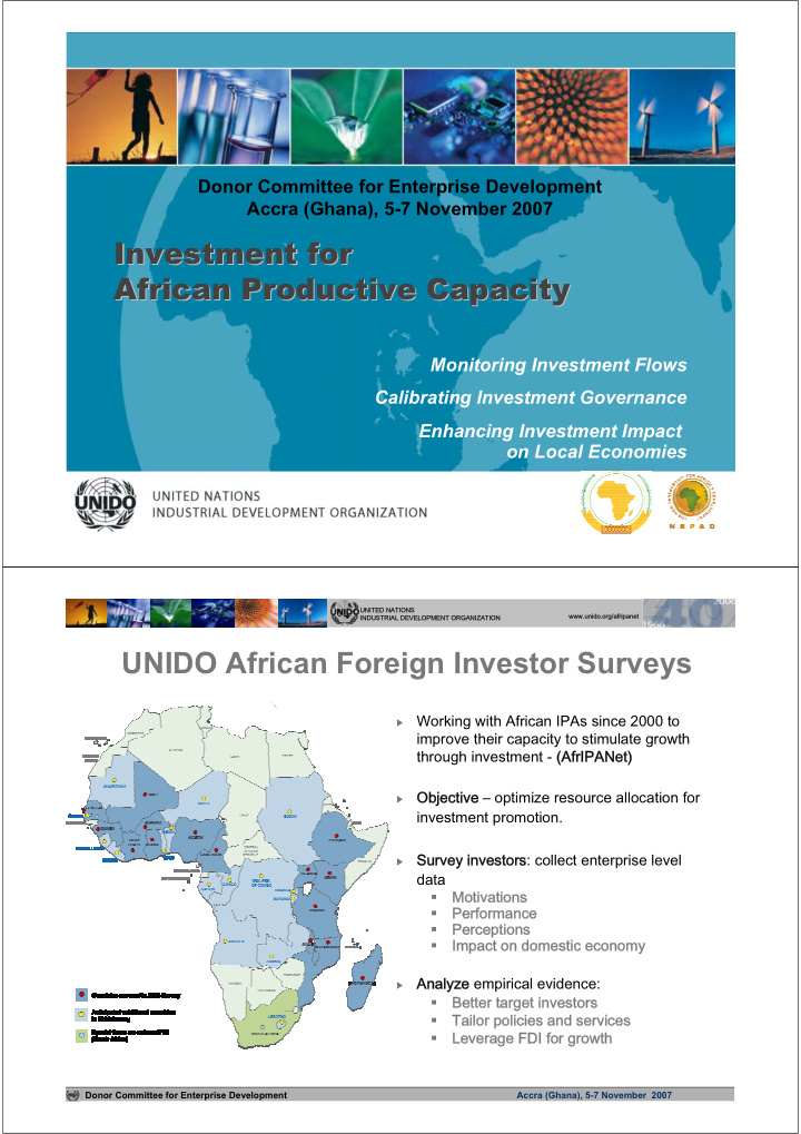 investment for investment for african productive capacity