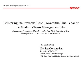 Bolstering the Revenue Base Toward the Final Year of  Bolstering the Revenue Base Toward the Final