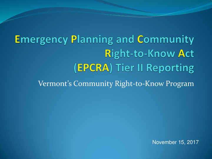 vermont s community right to know program