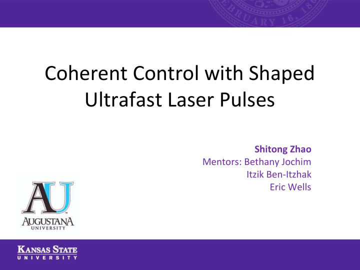 coherent control with shaped ultrafast laser pulses