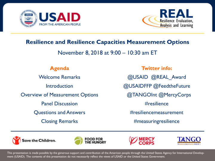 resilience and resilience capacities measurement options