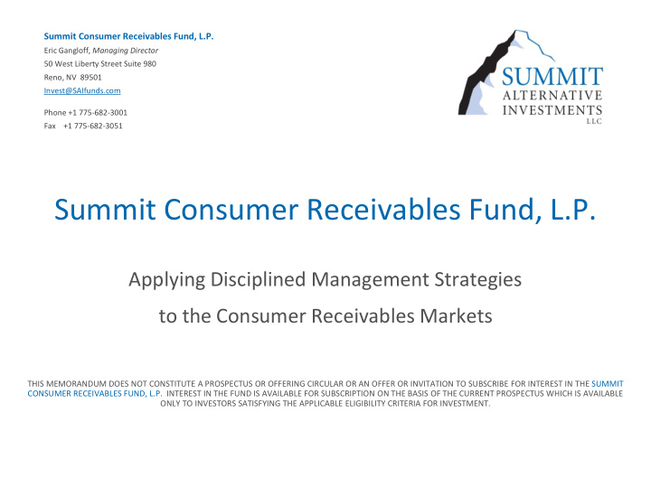 summit consumer receivables fund l p