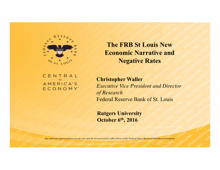 the frb st louis new economic narrative and negative rates