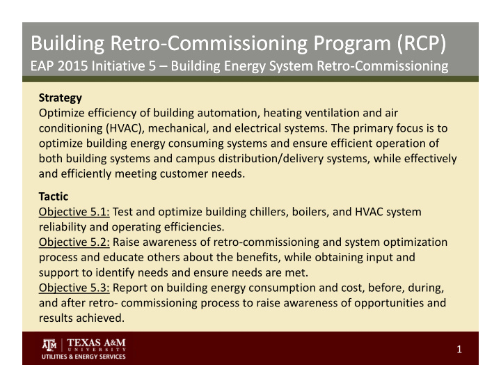 building retro commissioning program rcp building retro