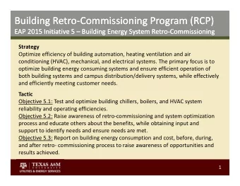 Building Retro  Commissioning Program (RCP) Building Retro  Commissioning Program (RCP) EAP