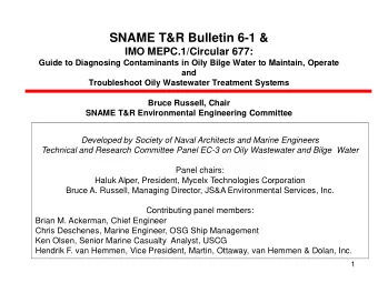 SNAME T&amp;R Bulletin 6-1 &amp; IMO MEPC.1/Circular 677:  Guide to Diagnosing Contaminants in Oily
