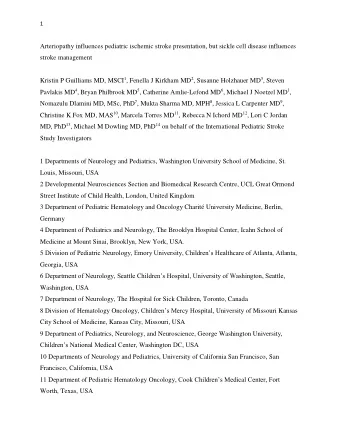 Arteriopathy influences pediatric ischemic stroke presentation, but sickle cell disease