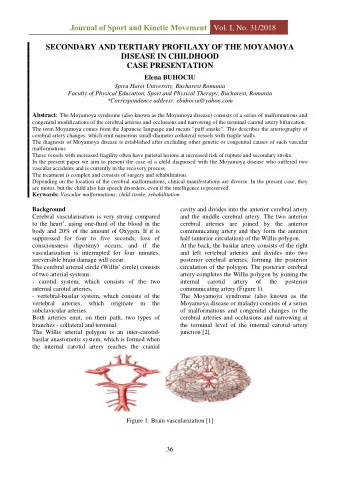 Journal of Sport and Kinetic Movement Vol. I, No. 31/2018  SECONDARY AND TERTIARY PROFILAXY OF THE