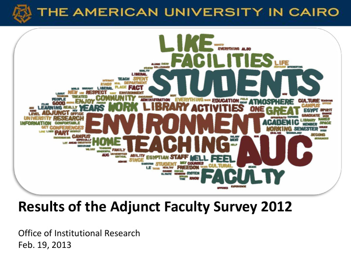 results of the adjunct faculty survey 2012