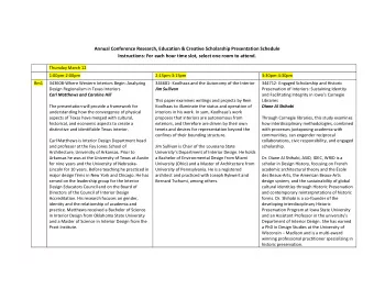Annual Conference Research, Education &amp; Creative Scholarship Presentation Schedule