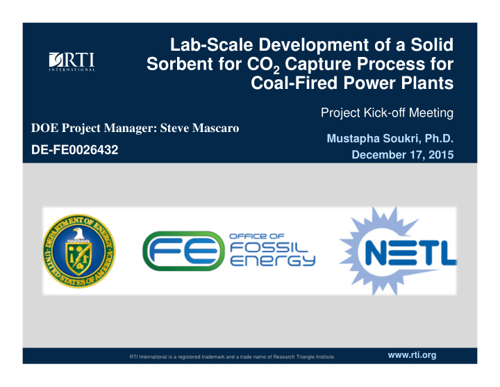 lab scale development of a solid sorbent for co 2 capture