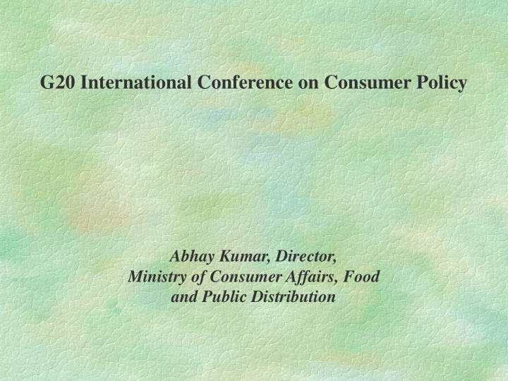 g20 international conference on consumer policy