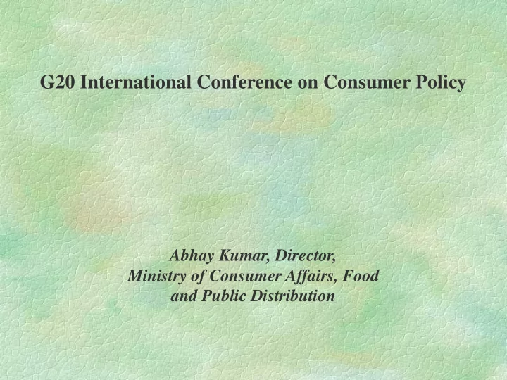 g20 international conference on consumer policy