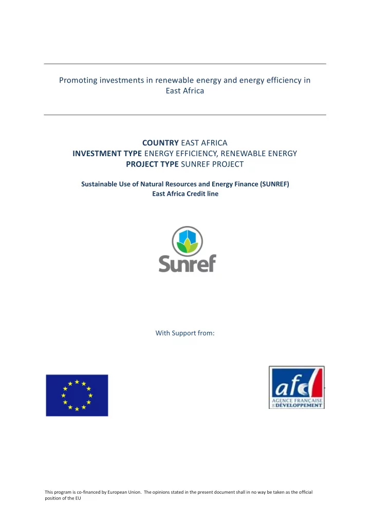 promoting investments in renewable energy and energy