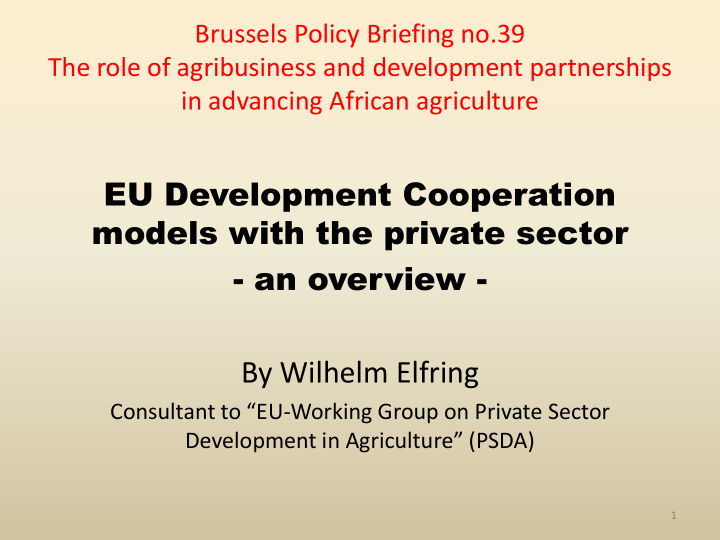 eu development cooperation models with the private sector