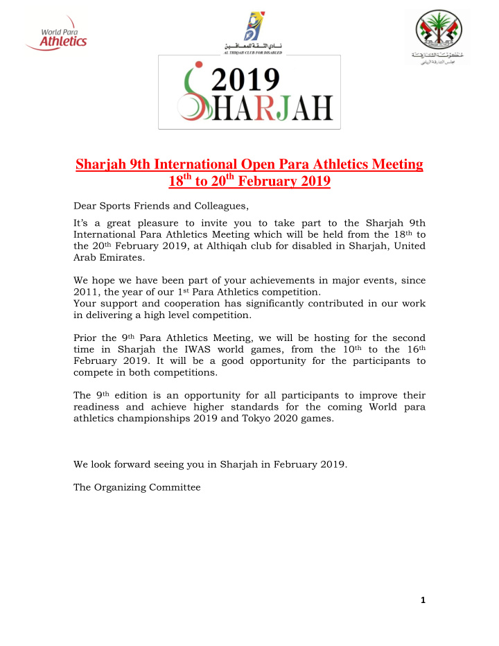 sharjah 9th international open para athletics meeting 18