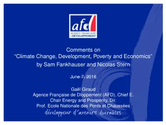Comments on  Climate Change, Development, Poverty and Economics  by Sam Fankhauser and