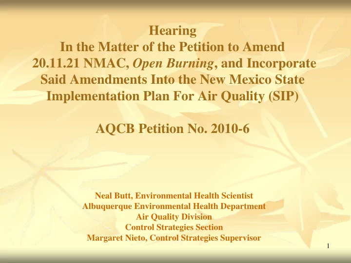 hearing in the matter of the petition to amend 20 11 21